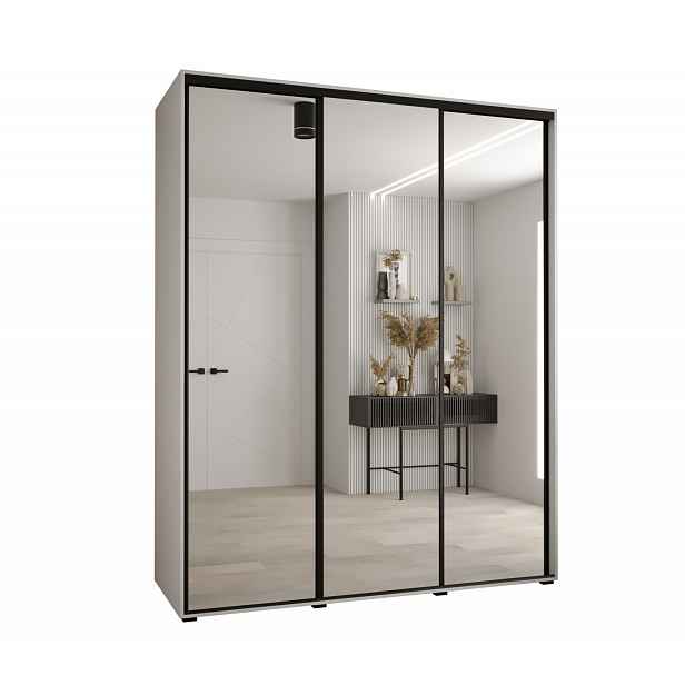 Šatní skříň YVONA 2 - 200/60 cm, bílá / černá
