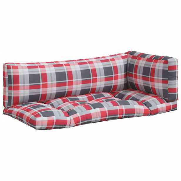 vidaXL Podušky na palety 3 ks červené kostkované textil
