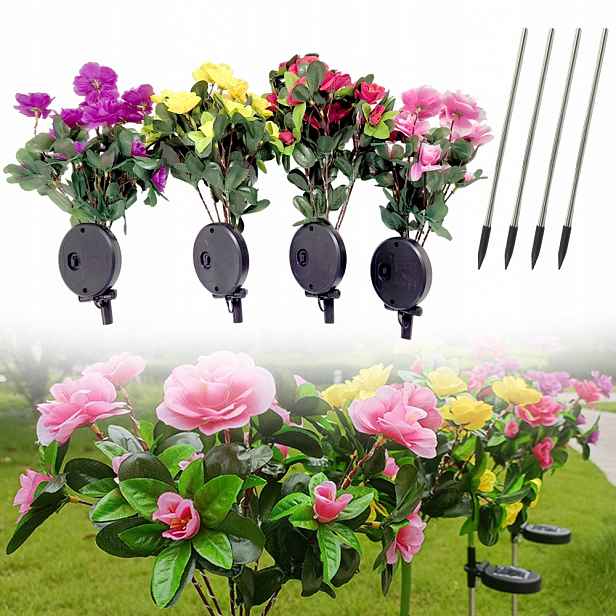 4x Zahradní Solární Lampa Led Zapichovací Květinová Solární Lampa Zahradní Květiny
