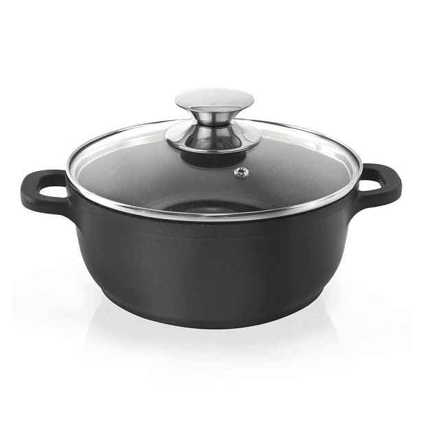 Hrnec granitový Orion 16 cm 1,4 l se skleněnou poklicí
