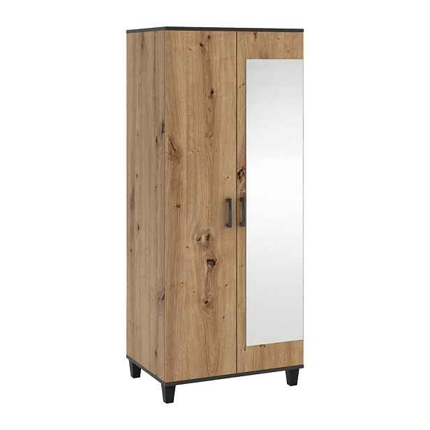 MASSENO ŠATNÍ SKŘÍŇ S OTOČNÝMI DVEŘMI CORTEZA, 80/193/56 cm 2dveřová se zrcadlem, dub Artisan