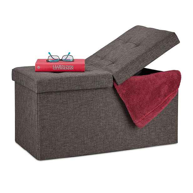 Relaxdays LAVICE hnědá s úložným prostorem s výklopným víkem 75,5 cm