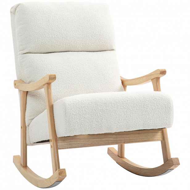 HOMCOM HOUPACÍ křeslo, ergonomické houpací křeslo, křeslo s područkami, houpací křeslo krémově bílé