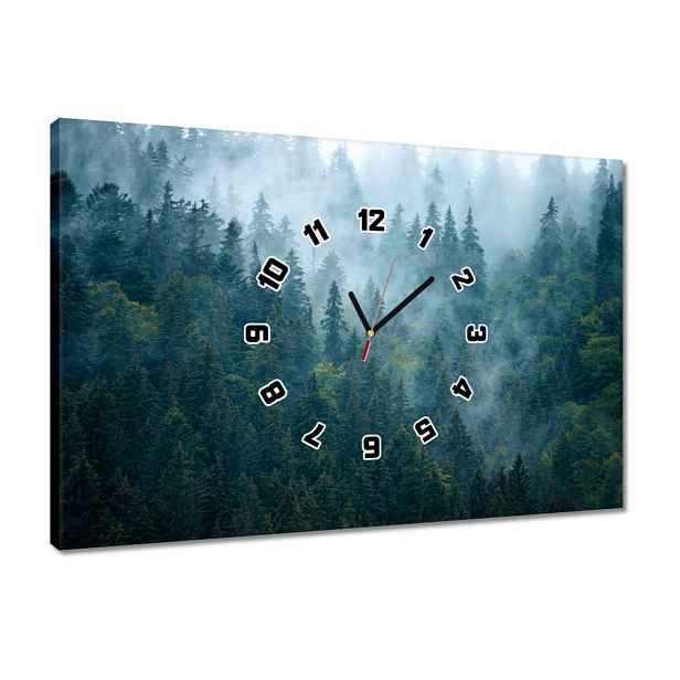 Hodiny 60x40 Les v mlze Cestování