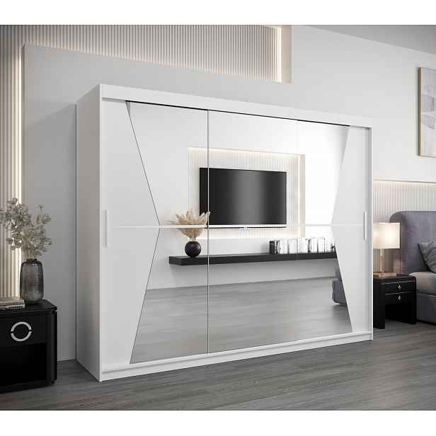 Skříň s posuvnými dveřmi MILANA - šířka 250 cm, bílá