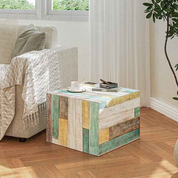 Taburet Ottoman 55x55x40 cm podnožka stolek retro vysoká pružnost