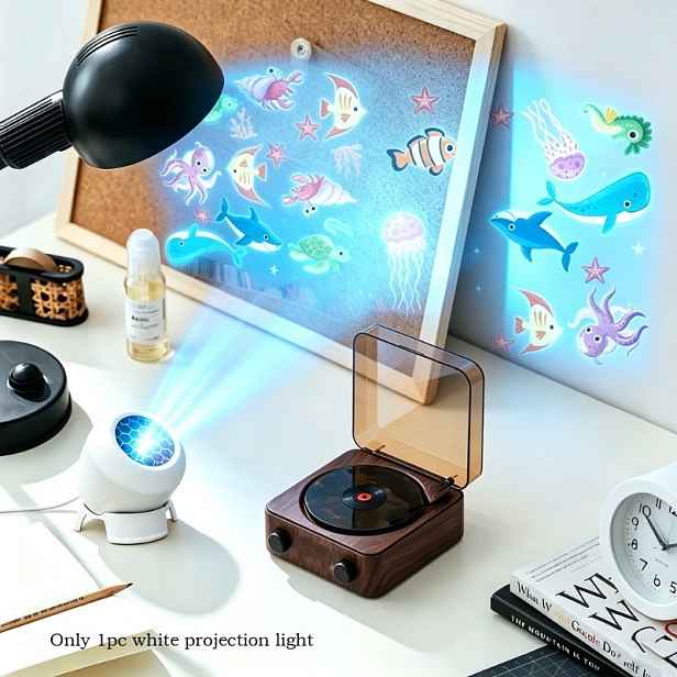 TEMU LED Projekční lampa s hvězdné oblohy a oceánu s atmosférou oceánu & Dynamický projekční reflektor noční světlo, s projekčními vzory malých ryb,