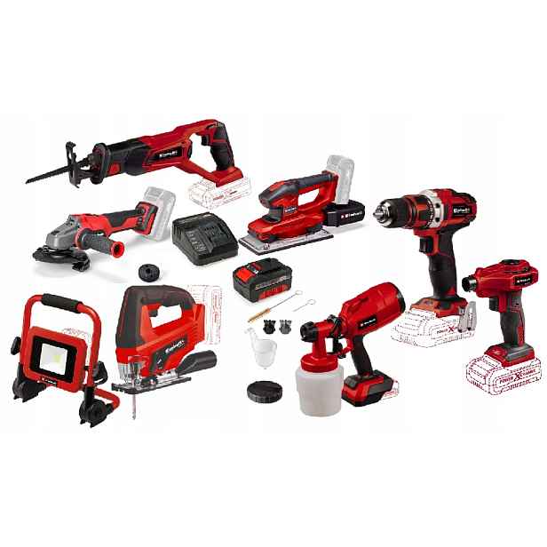 Einhell Sada Elektrického Nářadí Pxc 18V Bruska 4 Ah Šroubovák Lampa Ostatní