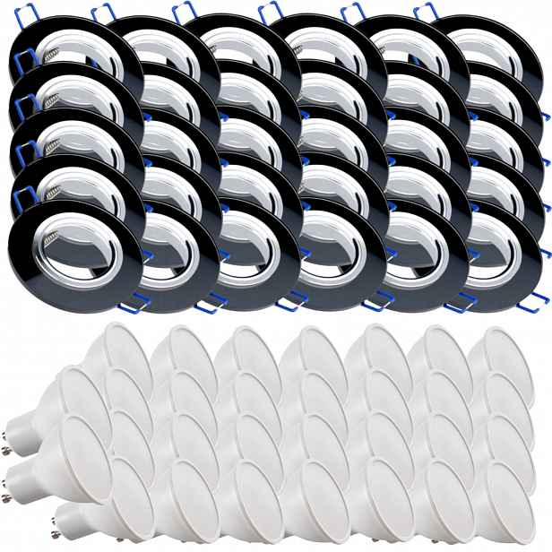30x Černá Skleněná Stropní Lampa Kulatá Objímka Led Žárovky 1.5W