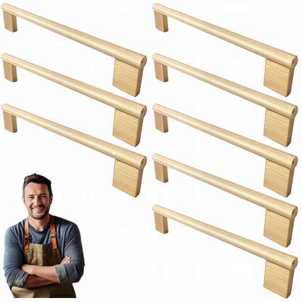 Nábytková Úchytka do skříňky Zásuvky Barro 160 mm zlatý matný 8 ks