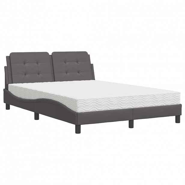 vidaXL Postel s matrací Zadar šedá 140 x 200 cm umělá kůže