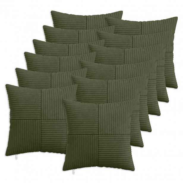vidaXL Povlak na polštář 12 pcs ALMELO Zelená 45 x 45 cm manšestr