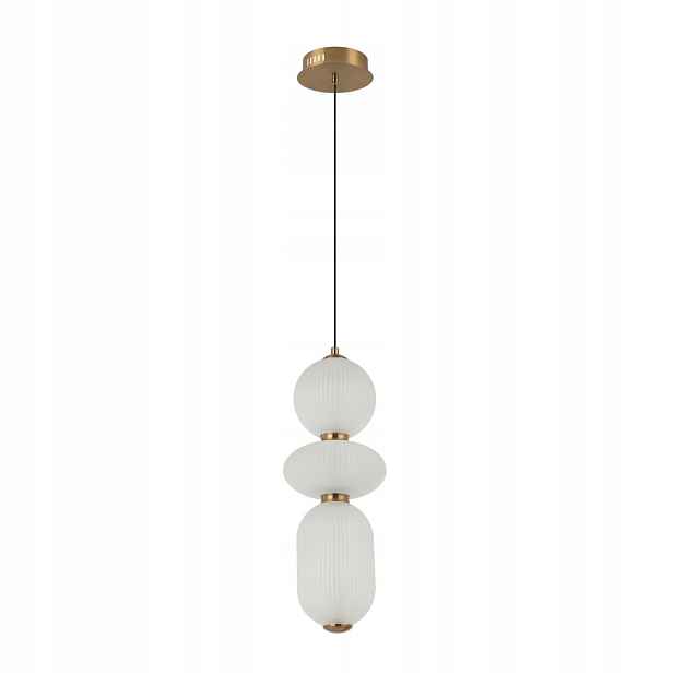 Závěsná lampa zlatá 3 stínidla ryhované sklo Led 15W Nico Italux
