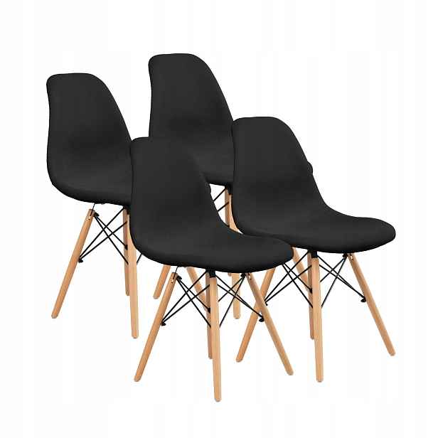 Furnify Křeslo Eira 4 ks čalouněné dřevěnými nohami Černá