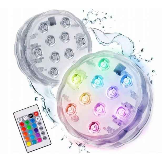 Osvětlení Bazénu Lampičky Do Akvária 2 Ks Voděodolné IPX8 Led Dálkové Ovládání Rgb