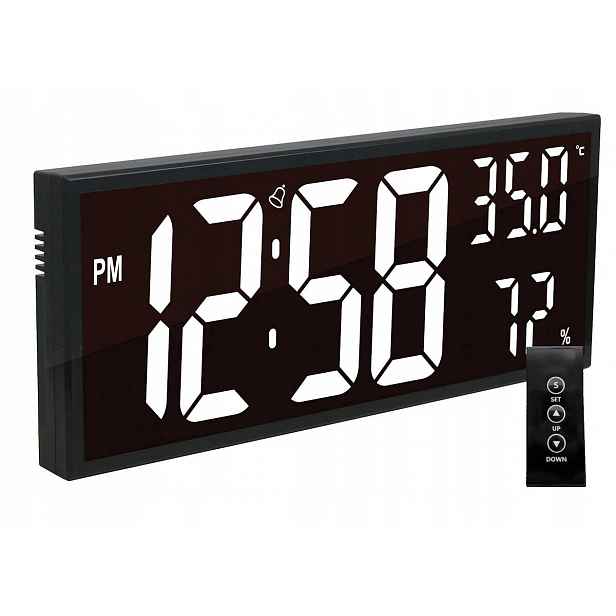 Velký Čitelný Budík Jvd DH309.1 Číslice 12 cm Pilotní Teploměr Alarm