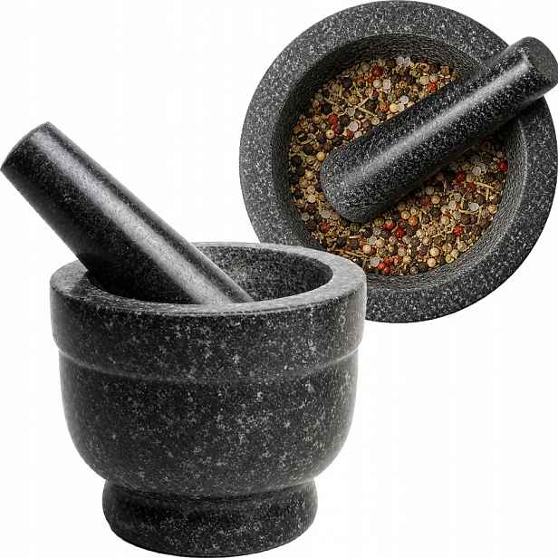Kuchyňský hmoždíř Granitový Kamenný s paličkou Průměr 11,5 cm Emro