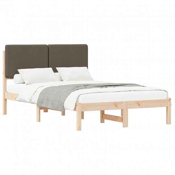 vidaXL Rám postele s čalouněným čelem s čelo Taupe 135 x 190 cm