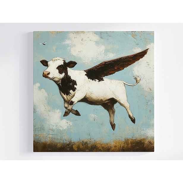Obraz Na Plátně Canvas Abstrakce Kráva Křídla Let Sen Fantazie 50x50