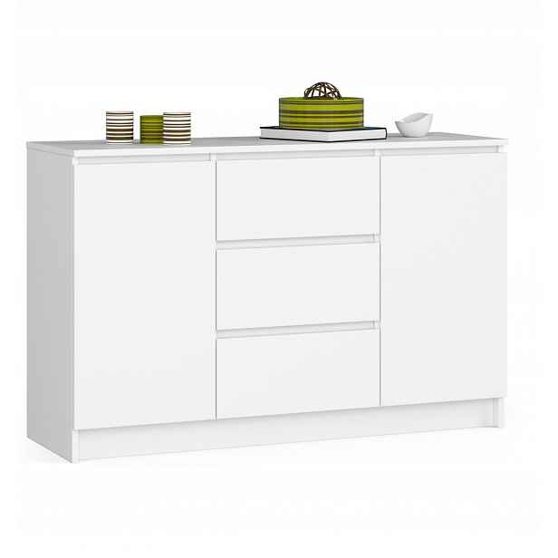 Komoda skříňka K016 120 cm 3 zásuvky bílá Akd