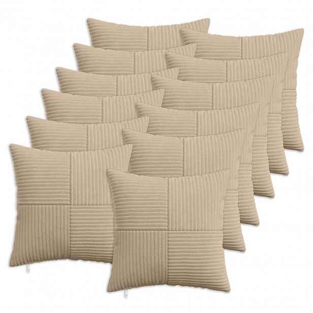 vidaXL Povlak na polštář 12 pcs ALMELO Taupe 45 x 45 cm manšestr