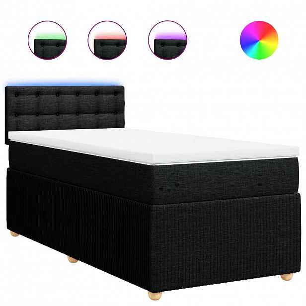 vidaXL Box spring postel s matrací černá 80 x 200 cm textil