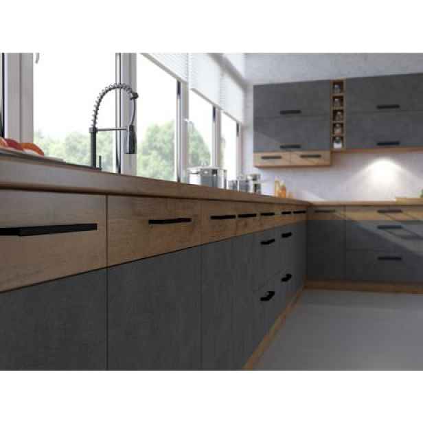 Vysoká skříňka VEGA 60 DK-210 2F, šedá matná / dub lancelot
