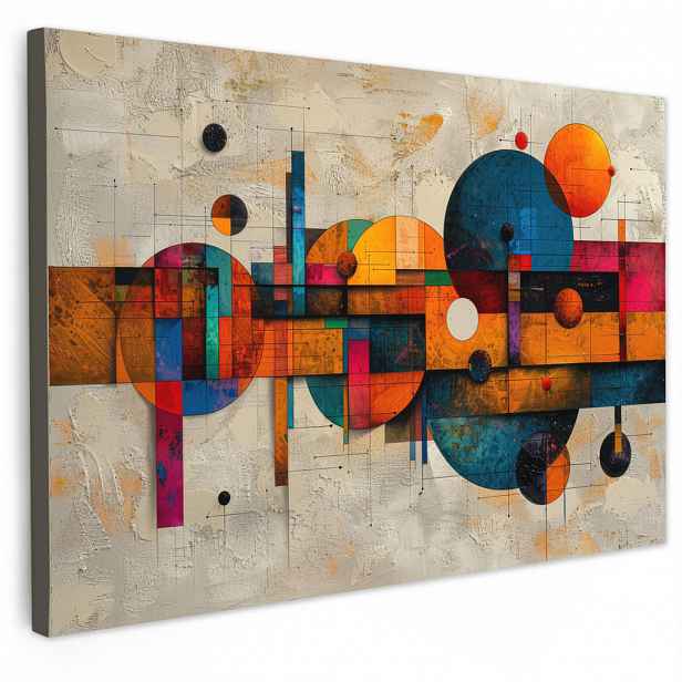 MuchoWow OBRAZ NA PLÁTNĚ Vintage - Moderní umění - Oranžová - Geometrické tvary 30x20 cm