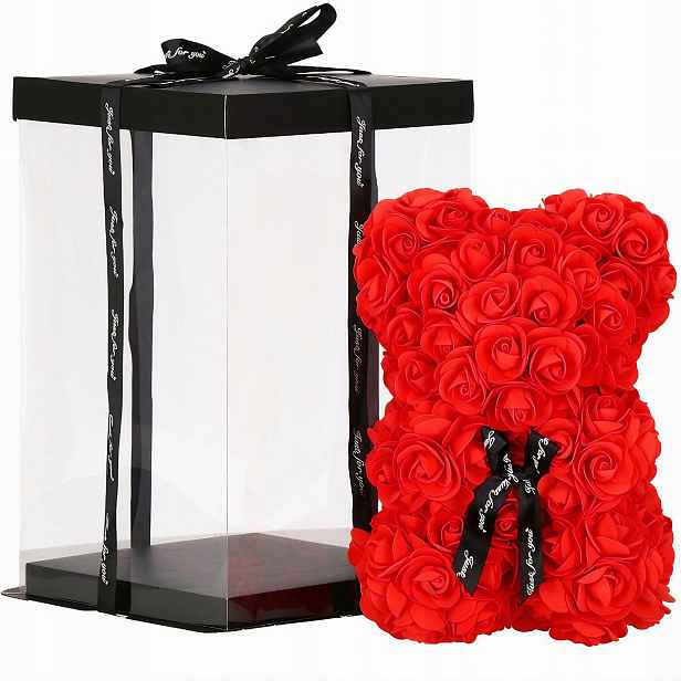 Rose Bear Vonný Medvídek Z Okvětních Lístků Růží Voňavý 25 cm Dárek Krabička