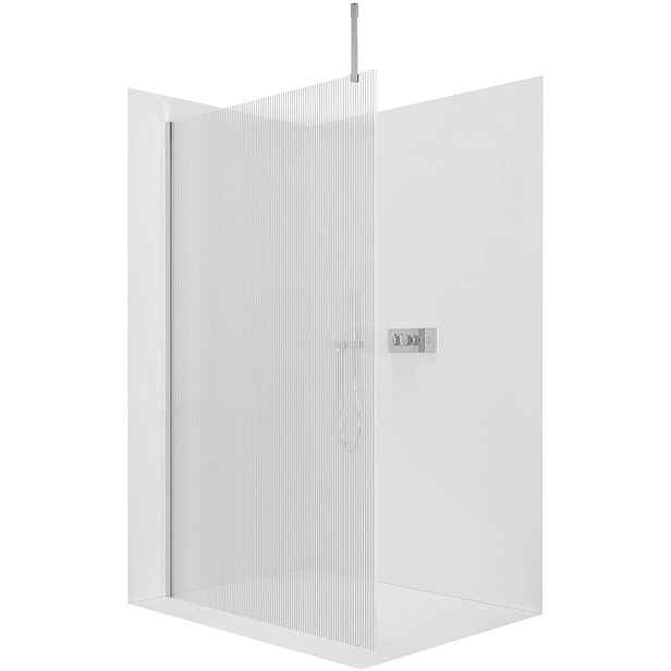 Sprchová zástěna Walk-in Onyx Top Cube L/P - 8 mm - hranatá vzpěra - chrom, rýhované sklo - 90x200 cm