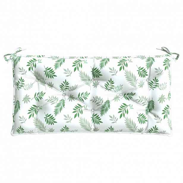 vidaXL Poduška na zahradní lavici vzor listů 110 x 50 x 7 cm textil