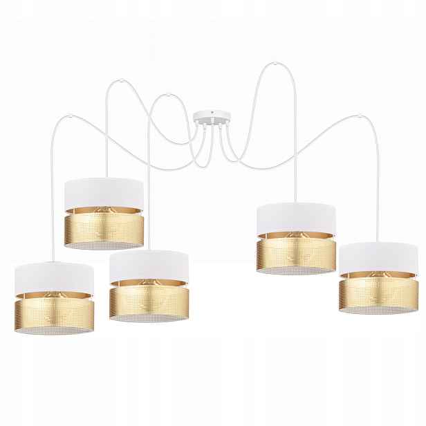 Závěsná Stropní Lampa Pavouk Stínidlo S Dírkami Zlatá E27 Led Bílá Ažurová