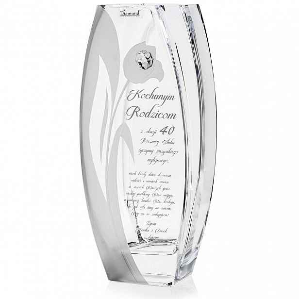 Dekorativní skleněná váza s křišťálem Swarovski 32 cm X2771 Gravírování