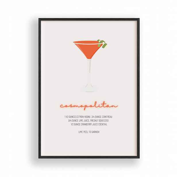Obraz Cosmopolitan Plakát Rámeček Dřevěný Černý 30x42 cm