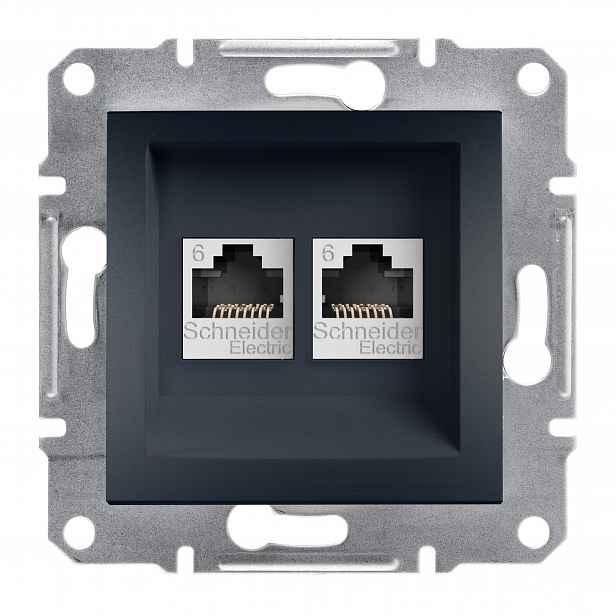 Počítačová zásuvka EPH4800171 Asfora RJ45 2x kat.6 Utp bez rámečku antracit