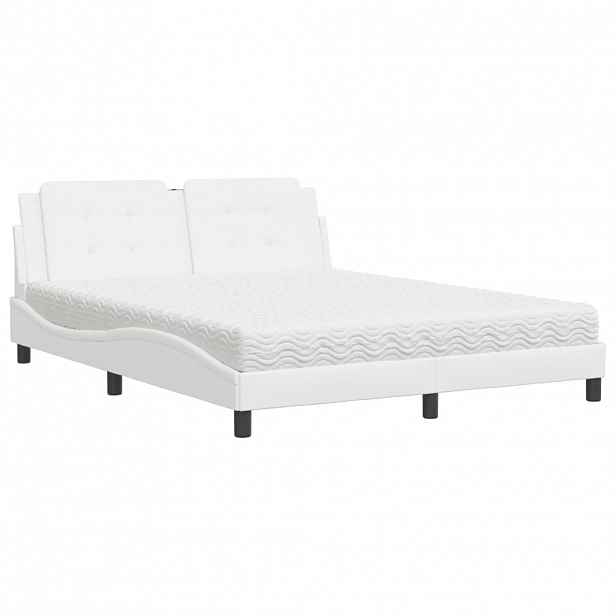 vidaXL Postel s matrací Zadar bílá 160 x 200 cm umělá kůže