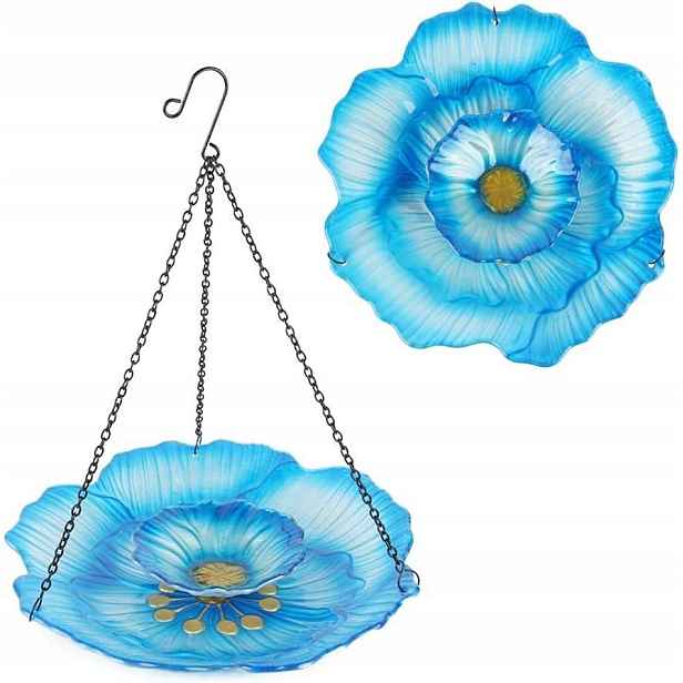 Závěsné krmítko pro ptáky modré 30 cm