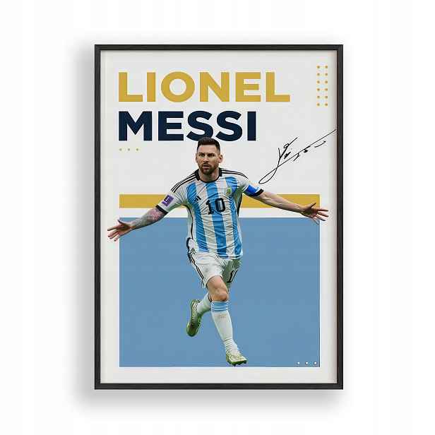 Plakát Lionela Messiho s motivem Argentiny, černý dřevěný Rámeček 30x40 cm