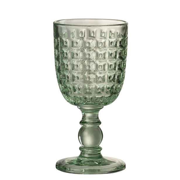 Reliéfní zelená sklenička na noze Embossed - Ø8*17cm / 200ml J-Line by Jolipa