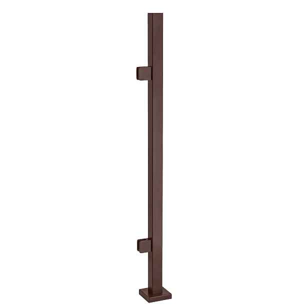 Startovací sloupek 110 cm pro skleněné zábradlí 40x40 Hnědý 2 držáky Loft