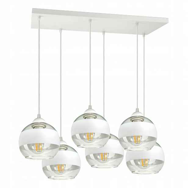Velká Stropní Svítidlo Lustr Bílá Skleněné Koule Bílý Pás AZ6 Led E27
