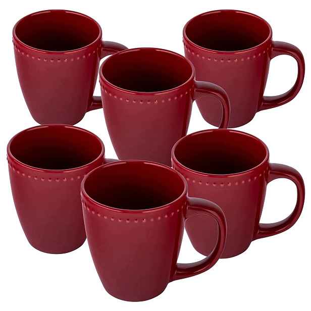 Velké hrnky na kávu 500 ml, sada 6 keramických hrnků Altom Design Merlot