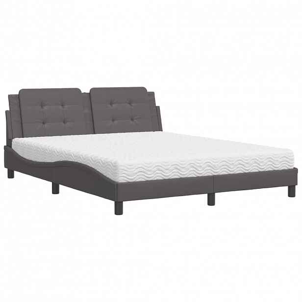vidaXL Postel s matrací Zadar šedá 160 x 200 cm umělá kůže