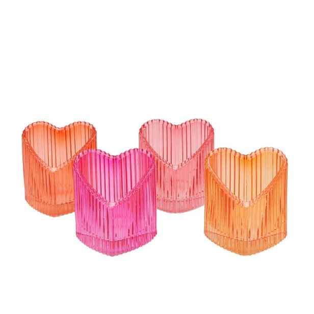 4ks růžový mix skleněný svícen srdce Love Hearts - 7*8 cm daan kromhout
