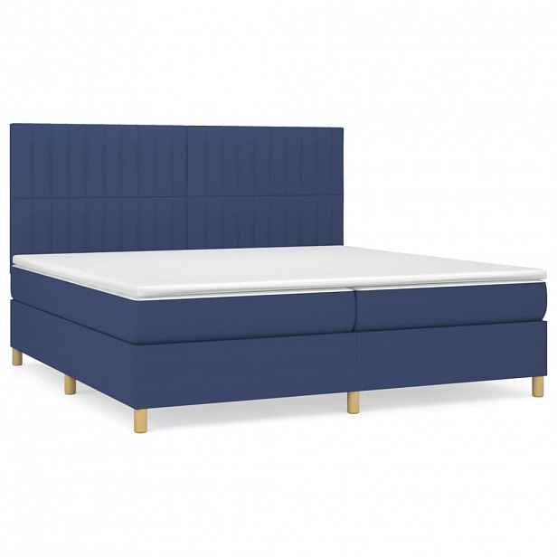 vidaXL Box spring postel s matrací modrá 200x200 cm textil