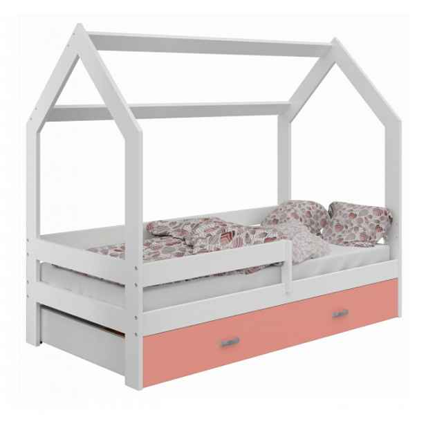 Dětská postel SPECIOSA D3 80x160 v barvě bílé se zásuvkou: růžová