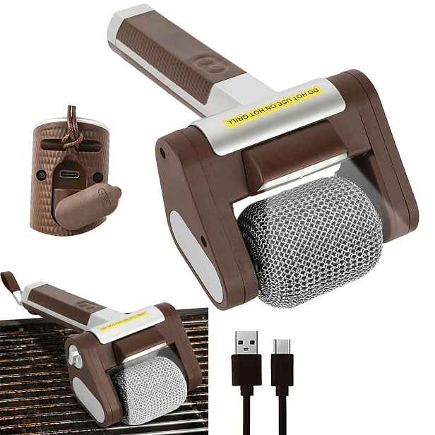 Elektrický kartáč na gril bez štětin pro bezpečné čištění