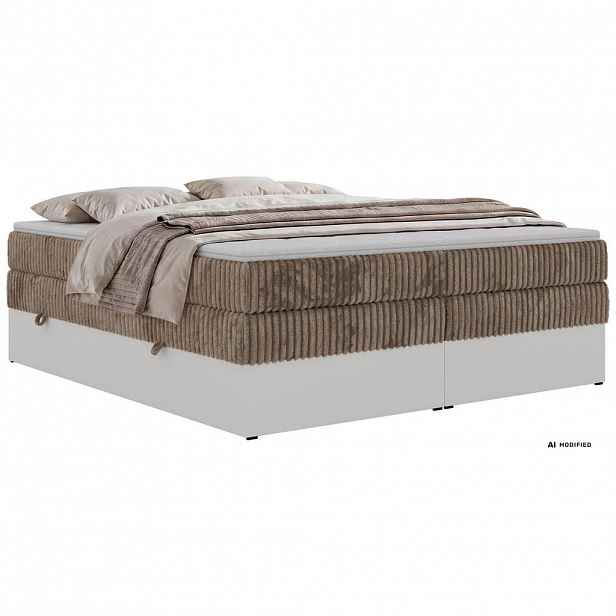 MKS POSTEL BOXSPRING TRAVIT ZERO KING 160/200 - Hnědá Manšestr - Topper T25 - H3