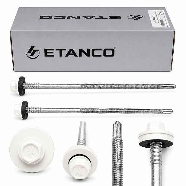 Šrouby Etanco do sendvičové desky 110 mm pro ocel do 12 mm Ral 9010 100 ks