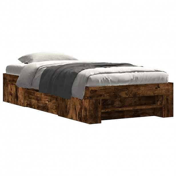 vidaXL Rám postele bez matrace kouřový dub 90x190 cm kompozitní dřevo